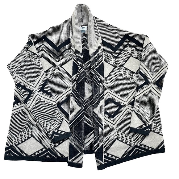 Old Navy Women's Aztec Print Open Cardigan Sweater size Large in Black & Grey - Picture 3 of 9